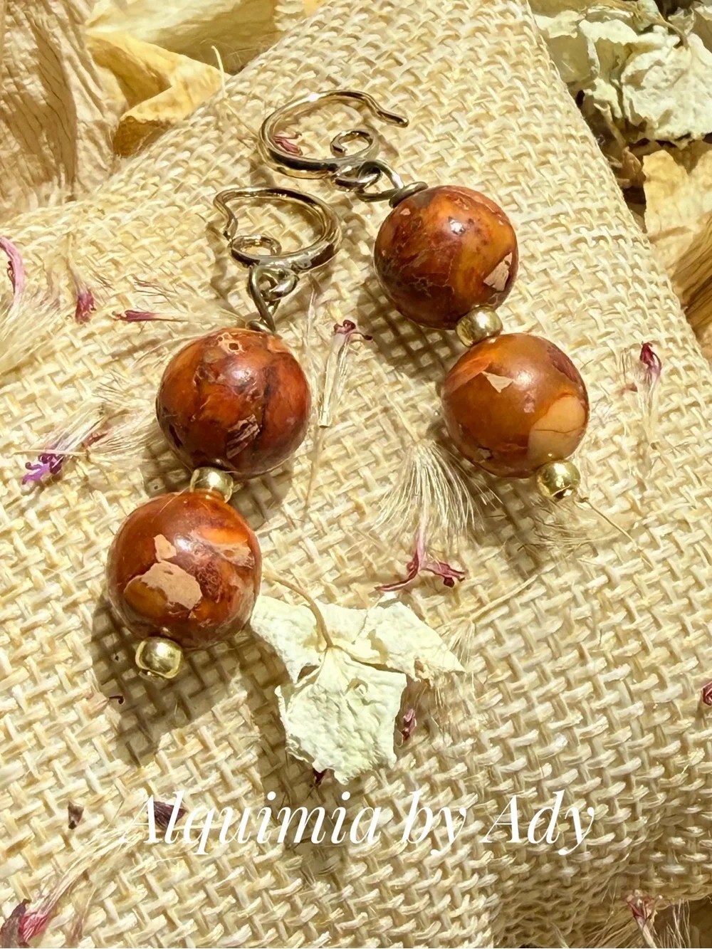 Rustic Orange Jasper Drop Earrings